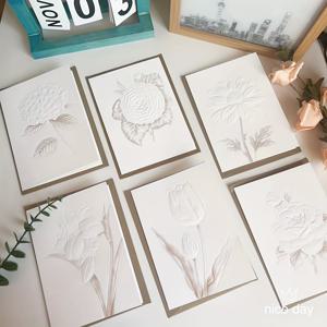 TEMU 우아한 플로럴 엠보싱 카드 세트 (봉투 포함), 5X7인치 - 생일, 결혼식 & 비즈니스 초대장용 빈 내부 페이지 6장