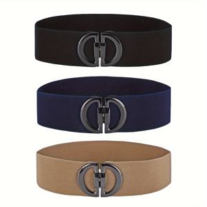 TEMU 3줄 패키지/세트 패션 클래식 간편 D링 버클 가을 겨울 스타일 탄성 스트레치 장식 다운 재킷 코트 와이드 벨트 허리 밴드, 데일리 출퇴근 선물용으로 적합