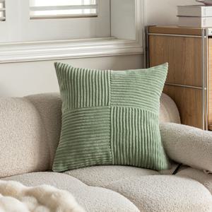 TEMU 1개, 보호 홈 장식 쿠션 커버, 12인치*20인치, 18인치*18인치, 코듀로이 소프트 크로스 패치워크 텍스처 쿠션 케이스, 가을, 크리스마스, 팜하우스 코지 모던 베개커버, 거실 침대 소파용, 베개 삽입 없음