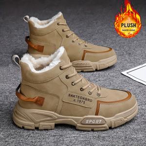 TEMU 남성용 앵클 부츠 스노우 부츠, 플리스 안감의 두꺼운 보온 겨울 부츠, 미끄럼 방지 및 내마모성 남성용 부츠, 다기능 스포츠 신발