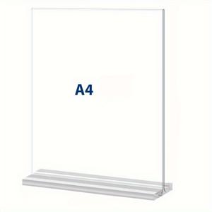 TEMU 1개 아크릴 레터 보드 간판 홀더, 양면 T자형, A4, A5, A6 사이즈로 제공, V자형 카드 슬롯이 있는 메뉴 디스플레이 스탠드, 이벤트, 졸업식 및 사무실 사용에 적합 - PMMA 재질로 제작