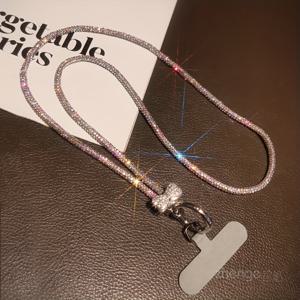 TEMU 리본 풀 라인스톤 휴대폰 넥 스트랩, 다기능 및 내구성 좋은 목걸이, 간편한 패션 휴대폰 넥 스트랩, 짧은 손목 끈, 긴 목끈, 새로운 스타일