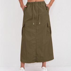 TEMU 미국 스타일 작업복 스커트 여성 레트로 멀티 포켓 스커트, 피부 친화적 원단 통기성 A라인 스커트, 트렌디한 분할 스커트, 하이웨이스트 세탁기 사용 가능, 속건성 스커트