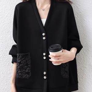 TEMU 플러스 사이즈, 플러스 사이즈 여성용 블랙 재킷 신상 트렌디 MM 스타일 탑