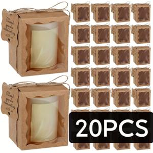 TEMU 20개입 캔들 선물 상자, 투명 창, 3.35X3.35X3.94인치 종이 디스플레이 및 포장 용품 (태그 및 끈 포함), 웨딩, 생일, 베이비 샤워, 파티 답례품, 주얼리 쇼케이스