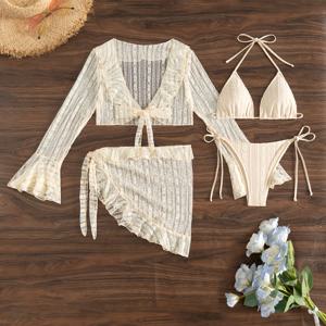 TEMU 2025 여름 신상 스타일 비치 커버업 수영복, 다양한 스타일링을 위한 탈부착 끈이 있는 몸매 보정 비키니 세트