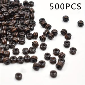 TEMU 팔찌, 목걸이, 귀걸이 장식용 비즈를 위한 4가지 색상의 나무 이중 레이어 스페이서 500개