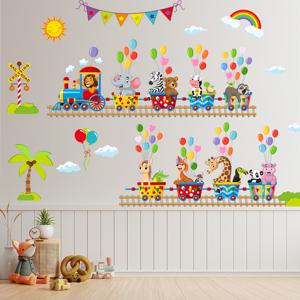 TEMU 기린과 코끼리 같은 만화 동물을 특징으로 하는 장식용 벽 스티커. 'S 침실 또는 거실 배경으로 완벽합니다.