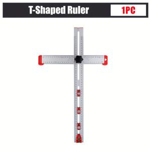 TEMU 1개입 90도 각도 측정기, 24인치 조절 가능한 T자형 자, 4in 1 다기능 드릴링 위치 측정기, 캐비닛 서랍 문 구멍 드릴링 템플릿.