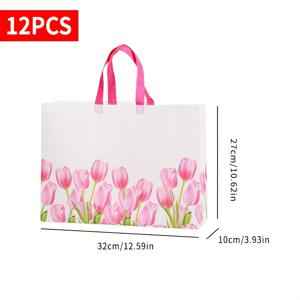 TEMU 그녀/남자를 위한 선물 12개 재사용 가능한 선물 가방, 손잡이 달린 토트백, 튤립 스타일 선물 포장 가방 – 발렌타인데이 선물, 파티 답례품 가방, 쇼핑 가방으로 이상적 (3가지 사이즈)