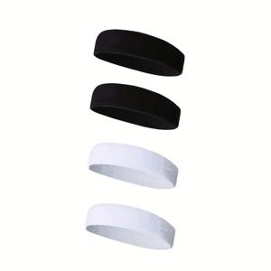 TEMU 남성용 4개입 유럽 및 미국 스타일 야외 스포츠 땀 흡수 헤어밴드, 패셔너블한 피트니스 요가 머리띠