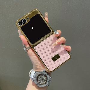 TEMU 럭셔리 전기도금 가장자리 풀 폰 케이스, Z Flip6/Z Flip5/Z Flip4/Z Flip3 호환, 스타일리시하고 고급스러운 보호 커버