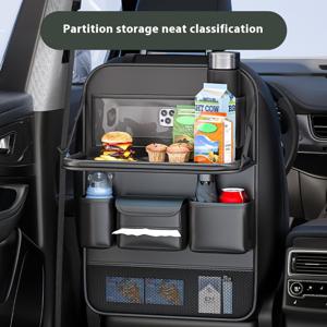 TEMU 1개 차량용 시트 등받이 정리함 | 나파 인조 가죽 | 듀얼 태블릿 홀더, 컵 홀더, 넉넉한 수납 공간을 갖춘 다기능 | SUV 및 세단에 적합 | 스타일리시한 스티칭 디자인 | 자동차 애호가를 위한 이상적인 선물