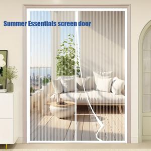 TEMU 업그레이드된 모기장 도어, 고투명도 메쉬 자석 자동 닫힘 커튼, 무드릴링 가능, 침실·거실·주방·발코니·실내외문용