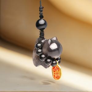 TEMU 1개 귀여운 흑요석 행운의 고양이 폰 로프 블랙 캣 펜던트 홈 행운 체인 가방 액세서리 차량용 폰 체인