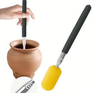 TEMU 예술가 및 DIY용 텔레스코핑 스펀지 스틱 - 조절 가능한 길이의 도자기 도구, 인체공학적 핸들, 내구성 있는 플라스틱 과잉 물 제거기, 점토, 페인팅 & 조각 용품, 다용도 아트 액세서리, 금속 페룰 부착물, 가벼운 액세서리, 매끄러운 마감