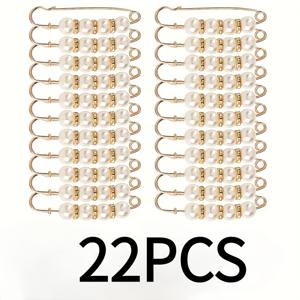 TEMU 22개 Hanycon 인조 진주 안전 핀 - 여성용 금색 브로치 클립, 드레스, 스커트, 바지, 스웨터용 안전한 의류 액세서리 - 일상 및 특정 행사용 다용도 패션 핀, 의류용 장식 핀