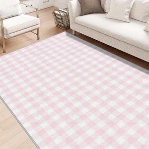 TEMU 1개 깅엄 패턴 에리어 카펫, 가볍고 세탁이 가능하며 관리가 쉬운 여름 가을 바닥 매트, 침실, 거실, 다이닝룸, 발코니, 사무실, 방 액세서리용