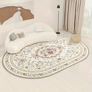 TEMU 850g/㎡ 벨벳 매트 - 초소프트 두꺼운 폴리에스터 소재, 베이지, 브라운, 블루의 섬세한 꽃무늬. 거실, 침실, 사무실, 라운지 장식용. 세탁기 사용 가능, 다양한 사이즈로 제공. 우아한 홈 매트