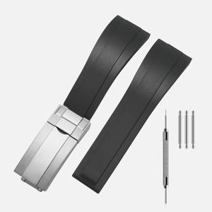 TEMU 20mm 남녀공용 고무 시계 밴드 (스테인리스 스틸 루프 버클) - Rolex Daytona/GHOST 비즈니스 캐주얼용 21mm & 22mm 조절 가능 스트랩, 내구성 및 스타일리시 디자인, 캐주얼 웨어, 슬릭 시계 밴드, 고품질 스트랩, 시계줄, 손목시계줄