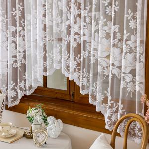 TEMU 우아한 화이트 플로럴 레이스 커튼 1개, 카페, 주방, 거실용 시대를 초월한 아늑한 창문 - 즉각적인 집 꾸미기, 사는 집