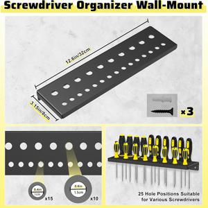 TEMU 튼튼한 금속 벽걸이형 공구 보관함 (드라이버, 플라이어, 망치, 렌치 홀더 포함) - 부식 방지 및 녹 방지 블랙 엔드 특징, 차고, 작업장, 창고, 가정용 보관 및 실용적인 선반에 적합