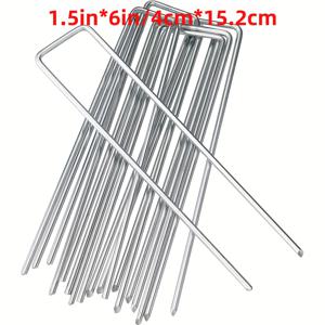 TEMU 200개 5.9인치 고강도 아연 도금 강철 정원 지지대, 약 15cm, 잡초 방지 시트, 조경 시트, 네트, 울, 크리스마스 장식, 추가 장식 (10개, 실버)용