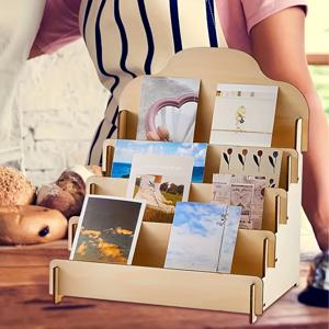 TEMU 인사말 카드용 나무 진열대, 포스터, 책갈피, 화장품, 사무실 메모 및 명함 보관을 위한 다기능 다층 정리함, 다양한 유형의 방에 적합한 다용도 랙