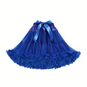 TEMU 여성용 페티코트, 탄성 허리 튜튜 스커트, 부드러운 발레 댄스 의상, 코스프레, 푹신한 롬복 스타일 스커트