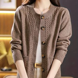 TEMU 여성용 카디건, 신상 가을/겨울 스타일, 루즈핏, 다용도 라운드넥, 솔리드 컬러, 독특한 디자인, 긴소매 탑코트