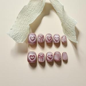 TEMU 트렌디한 하트 모양 네일 오버레이 10개, 탈부착 가능한 완성형 네일팁, 캣아이 하트 디자인, 일상 출퇴근, 야외 활동 및 스포츠용 우아하고 피부톤 밝히는 귀여운 INS 스타일, 네 가지 사이즈로 제공