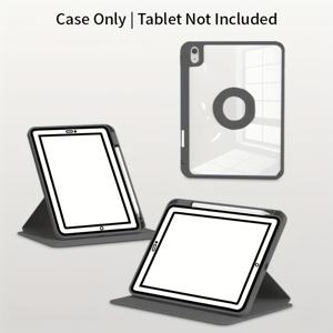 TEMU 아이패드 프로 11인치, 에어 6/5/4 (10.9인치), 아이패드 10/11세대, 10.2인치 7/8/9세대 & 미니 6/7용 360° 회전 아크릴 케이스 - 펜슬 홀더 포함 투명 분리형 마그네틱 커버, 자동 슬립/웨이크, 충격 방지 하드 쉘