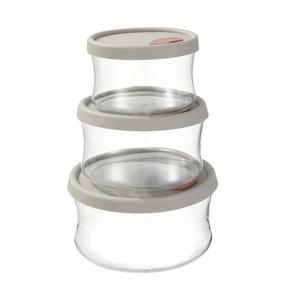 TEMU 3개 원형 밀폐 도시락통 전자레인지 사용 가능 내열 유리 밀폐 보관용기, 냉장고 신선도 유지 보관함, 도시락통, 경량 유리 도시락통
