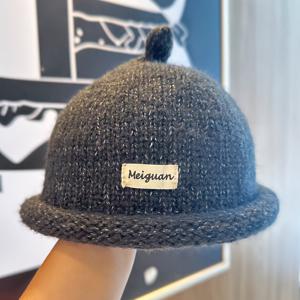 TEMU 일본 스타일 가을/겨울 니트 비니, 따뜻한 롤링 엣지, 남녀 공용, 트렌디한 디자인