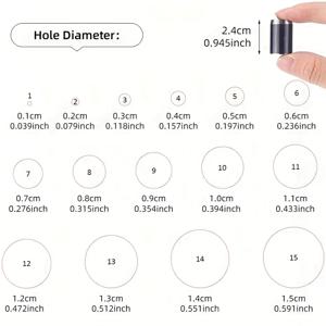 TEMU 15개 포함, 원형 커트 칼 모양 가죽 펀칭 기계 (시계 스트랩 벨트 펀칭용)