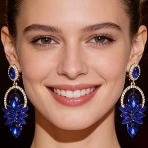 TEMU 고급스럽고 매력적인 멀티 컬러 레진 꽃 장식 스타일링 메탈 링, 반짝이는 흰색 유리 장식, 고급스럽고 정교한 패션 분위기가 감싸고 있는 긴 여성용 필수품 귀걸이