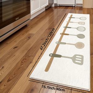 TEMU 미끄럼 방지 세탁 가능 주방 매트, 바닥용 주방 매트, 심플한 식기 디자인 주방 러너 매트, 기하학적 주방 매트, 주방, 싱크대 앞, 세탁실, 복도용 홈 데코 가을 장식