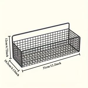 TEMU 1개 욕실 벽면 금속 수납 랙, 2개 무료 무흔적 스티커, 욕실 화장품 수납 랙, 간편한 흑백 직사각형 격자 수납 랙, 펀치 없는 벽걸이형 욕실 선반, 샤워 및 변기 세면대 수납 랙