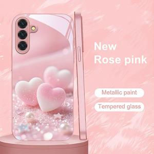 TEMU 휴대폰 케이스 - 하트 모양 사탕 패턴 폰 케이스, 삼성 갤럭시 S9+/S10/S20+/S20 울트라/S21 5G/S21+/S22/S23 플러스/S24 플러스/S25/S25 엣지/노트 9/노트 10/노트 10+/노트 20/노트 20 울트라 호환, 낙하 방지 강화 유리 보호 커버