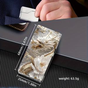 TEMU 황금 용과 백합 디자인의 방풍 전기 아크 라이터. 이 방풍 라이터는 Type-C 충전, 메탈 케이스, 배터리 잔량 표시, 듀얼 아크, 선물 상자 포장, 전력 차단 기능을 포함합니다.