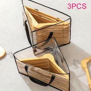 TEMU 2/3개입 새로운 패브릭 삼각 수납 가방, 손잡이 달린 옷장 행거 정리함, 캐비닛 및 세탁실 공간 절약, 의류 보관 및 정리용, 수납 상자, 옷장 정리함, 접이식 옷장, 걸이형 수납 가방, 가정 정리 용품