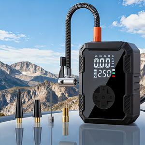 TEMU 무선 디지털 디스플레이 에어 컴프레서: 비상 LED 라이트가 있는 휴대용 핸드헬드 에어 펌프, 대용량 충전식 리튬 배터리. 자전거, , 자동차, 공 등에 적합