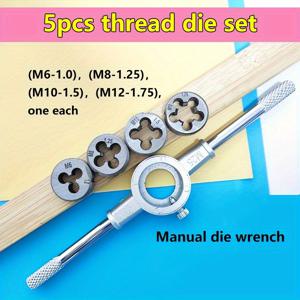 TEMU 3개/4개/5개/8개 나사산 다이 세트, 미터법 표준 M3~M12, 탭 및 다이 조합 | 외부 나사산용 나사산 복구 키트, SAE 및 미터법 나사산 다이 렌치 세트, NC, NF, NPT 복구 도구 | #3, 4, 6, 8, 10, 12, 1/4, 5/16, 3/8, 7/16,