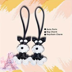 TEMU 2개 세트 만화 슈나우저 강아지 키링, 귀여운 인조 가죽 슈나우저 키체인 - 로프 손잡이가 달린 재미있는 강아지 디자인, 핸드백, 백팩 및 자동차 키에 적합 - 어버이날, 생일 선물로 최고