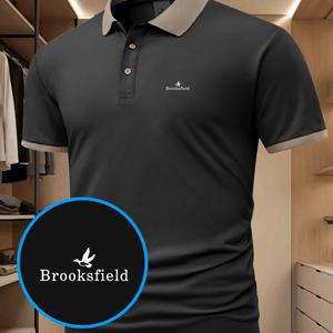 TEMU Brooksfield 남성용 경량 여름 셔츠 | 클래식 칼라, 반팔, 프린트 패턴, 간편한 관리, 캐주얼 및 특별한 날에 적합, DJ에게 완벽