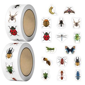 TEMU 16가지 곤충 패턴 2롤/세트당 500개 조합 세트 곤충 롤 스티커 라벨 스티커 사무실 장식 스티커 사무실 장식, 사무실 라벨, 봉투 봉인, 파티 장식, 사무용품에 적합