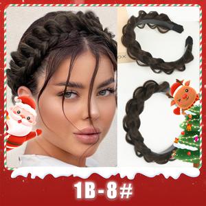 TEMU 크리스마스 액세서리 가발, 피쉬본 헤어밴드 가발, 14인치 브레이드 가발, 미끄럼 방지 이빨 디자인 피쉬본 브레이드 헤어밴드 가발, 푹신한 피쉬본 합성 헤어밴드 가발, 여성용 브레이드 헤어밴드, 크리스마스, 일상, 할로윈, 새해, 음악 페스티벌, 카니발 등에 적합, 크리스마스 선물로 이상적, 1개