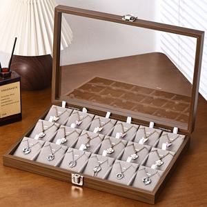 TEMU 1개 대형 호두나무 보석함 - 18칸 디스플레이 케이스 (뚜껑 포함) 목걸이 & 펜던트용 | 발렌타인데이, 크리스마스 & 홈 데코, 보석함 선물용