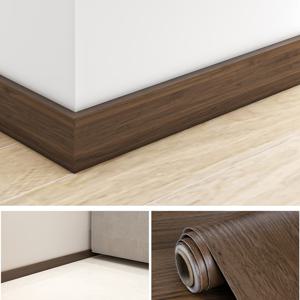 TEMU 고급스러운 나뭇결 모조 스커팅 보드 롤, 접착식 방수 PVC 벽면 엣지 라인, 벽 모서리 라인, 웨이스트라인, 導波板 라인용, 리모델링 및 장식 스티커, 쉽게 떼고 붙이는 제품