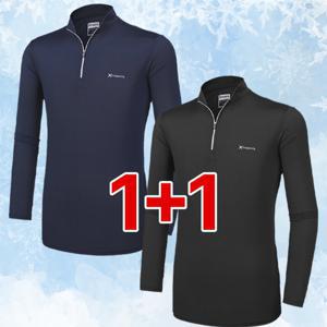 TEMU (1+1)( 2장세트! ) 남성 아이스 메쉬 시원한 긴팔 집업 티셔츠 바람솔솔(SS2OP1LT060M)